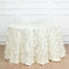 Taffeta 120" Round Tablecloth Ivory | 3D Leaf Petal Design Seamless Table Cover