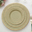 25-Pack Paper 8" Round Dessert Plates in Khaki Sunray Design with Gold Rim - Disposable Heavy Duty 350GSM Appetizer Salad Plates