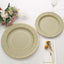 25-Pack Paper 10" Round Dinner Plates in Khaki Sunray Design with Gold Rim - Disposable Heavy Duty 350GSM Party Plates