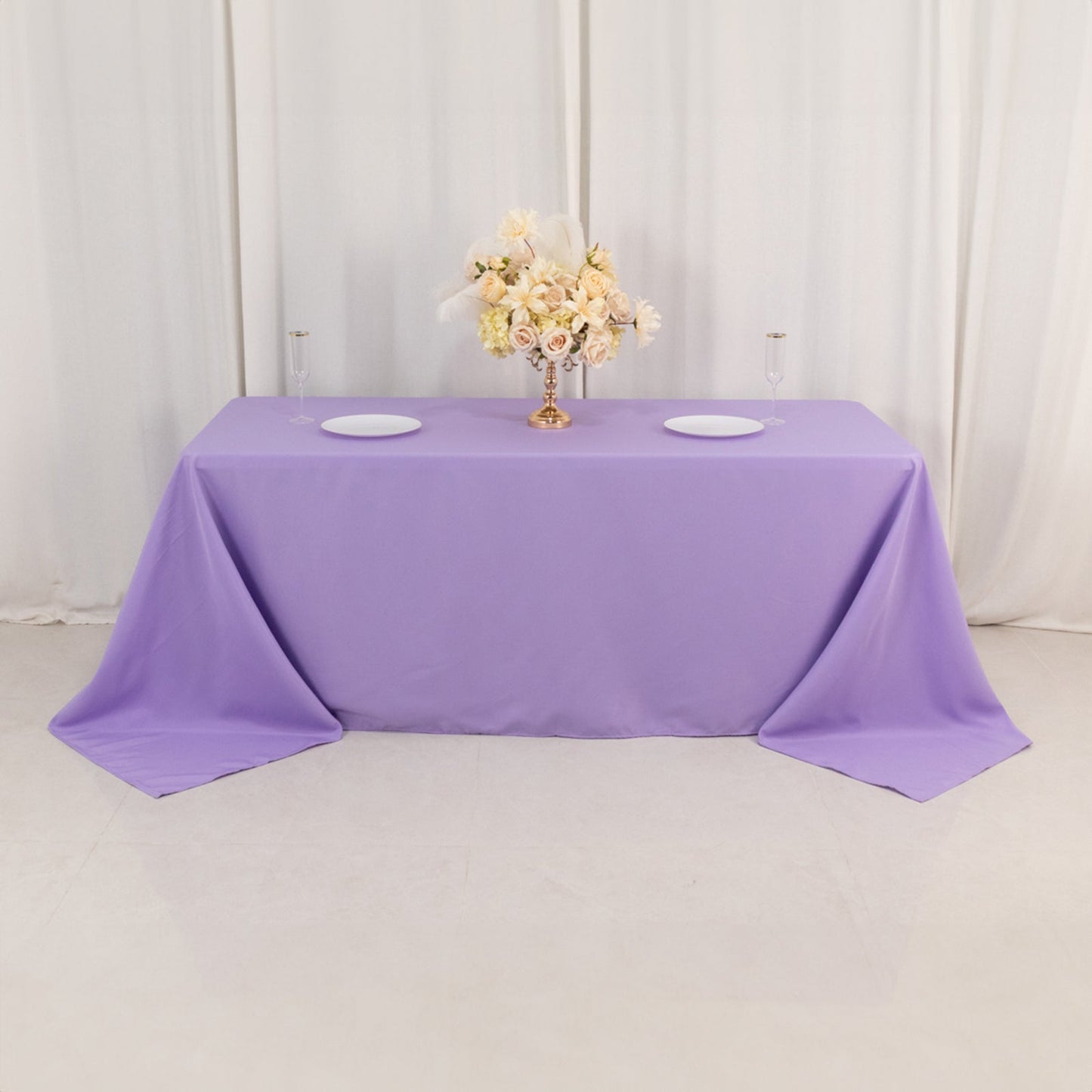 Premium Polyester 90"x132" Rectangle Tablecloth Lavender Lilac - Seamless 220GSM Stain-Resistant Table Cover