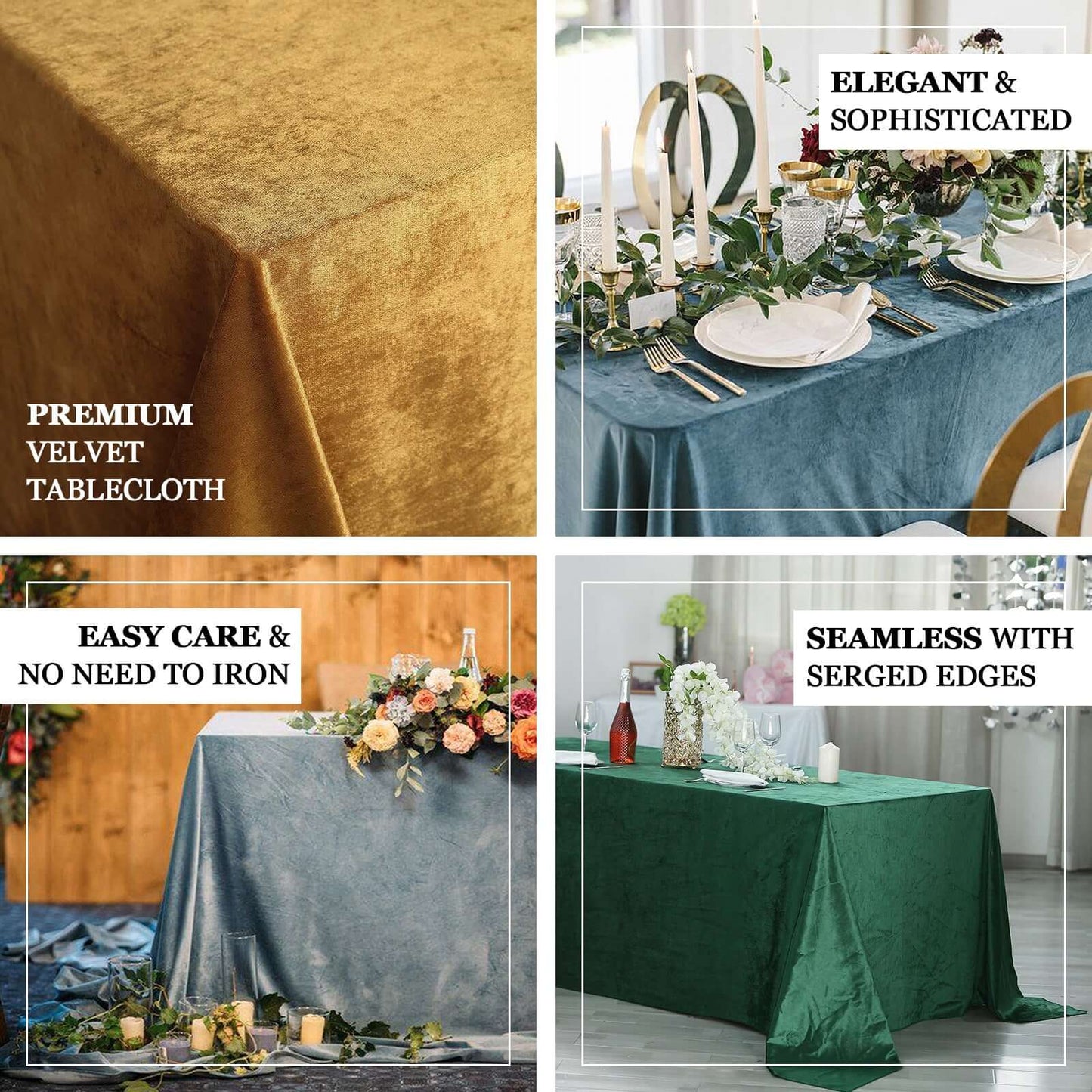 Premium Velvet 90"x156" Rectangle Tablecloth Mauve - Reusable Soft & Seamless Table Cover