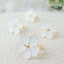 4 Pack White and Gold Metal Flower Napkin Rings, Floral Serviette Buckle Napkin Holder Set - Plum Blossom Design