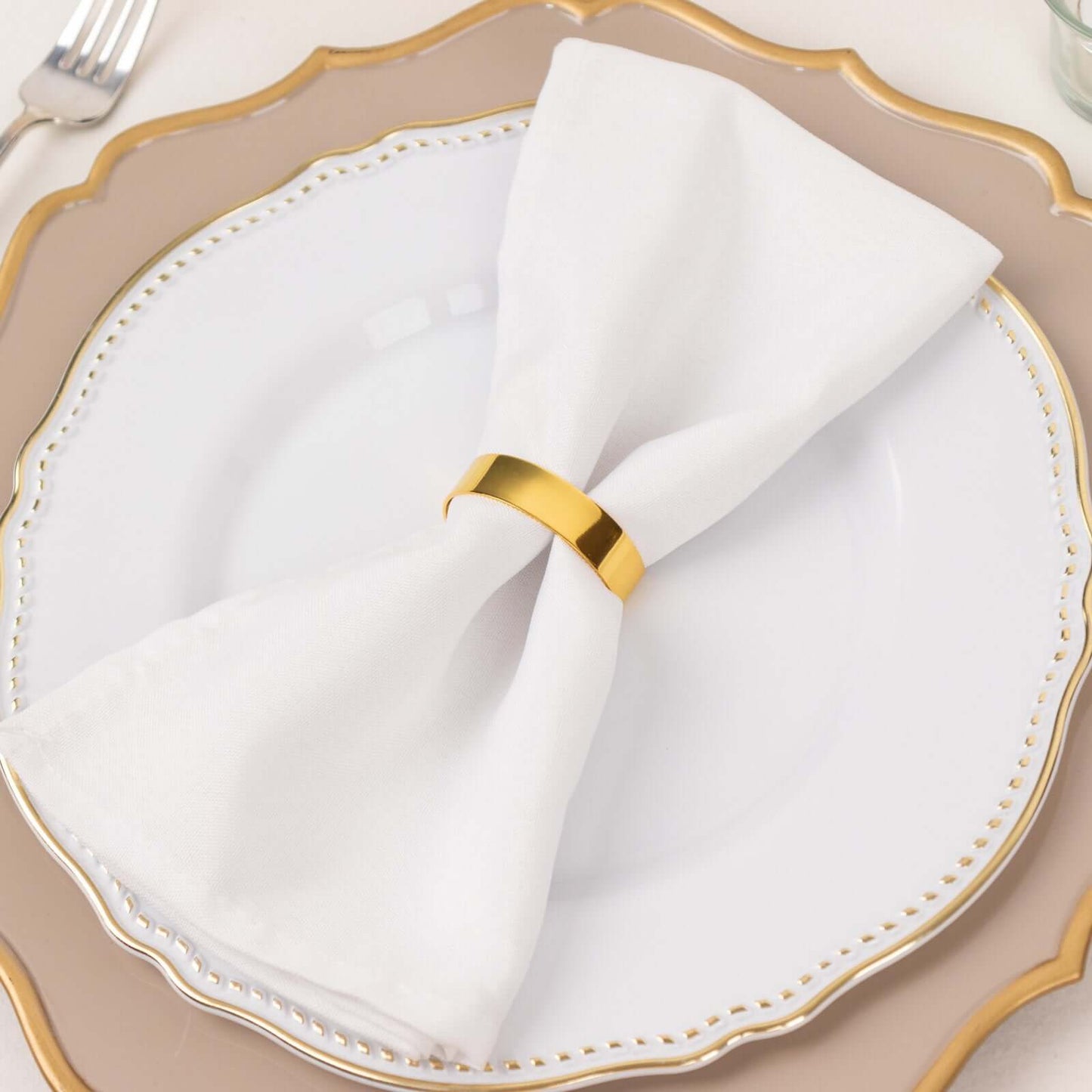 4 Pack 2" Shiny Gold Metal Semicircle Napkin Rings, D-Shaped Serviette Buckle Napkin Holders