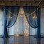 5ftx32ft Navy Blue Chiffon Curtain Panel, Durable Flame Resistant Backdrop Ceiling Drapery With Rod Pocket
