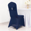 Spandex Chair Cover with Silver Rhinestone Buckled Sash Band Navy Blue - Stretch Fitted Slipcover