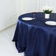 Satin 132" Round Tablecloth Navy Blue - Stylish Seamless Table Cover