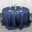 Fire Retardant Premium Polyester 132" Round Tablecloth Navy Blue - High-Performance Seamless Table Cover