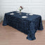 Taffeta 90"x132" Rectangle Tablecloth Navy Blue | 3D Leaf Petal Design Seamless Table Cover
