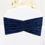 5 Pack Crushed Velvet Chair Bands Navy Blue Wide Ruffle Style - Textured Chair Sashes for Stunning Event Decor - 8"x15"