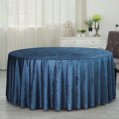 Premium Velvet 120" Round Tablecloth Navy Blue - Reusable Soft & Seamless Table Cover