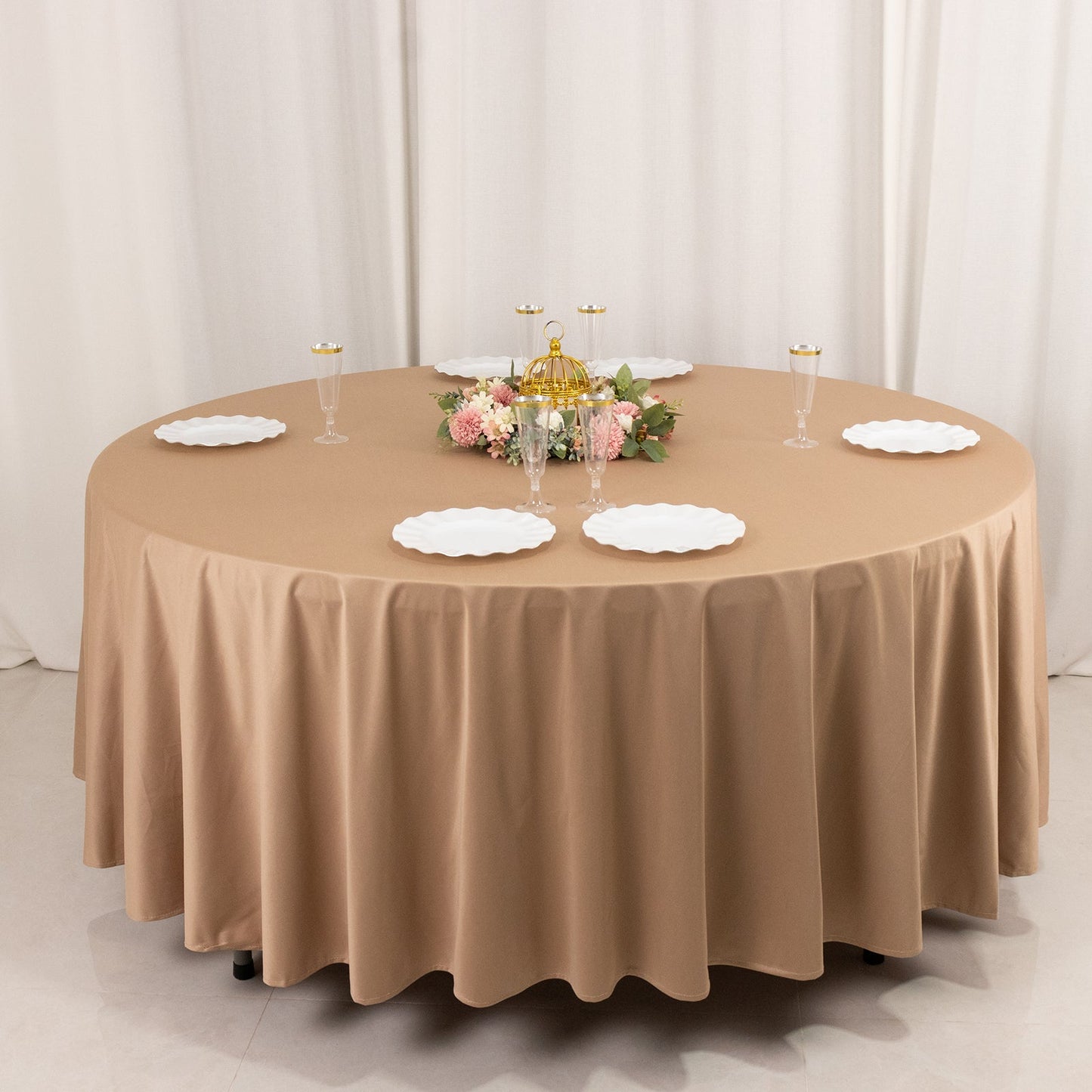 Scuba Round 108" Tablecloth Nude - Wrinkle Free & Stain Resistant Table Cover