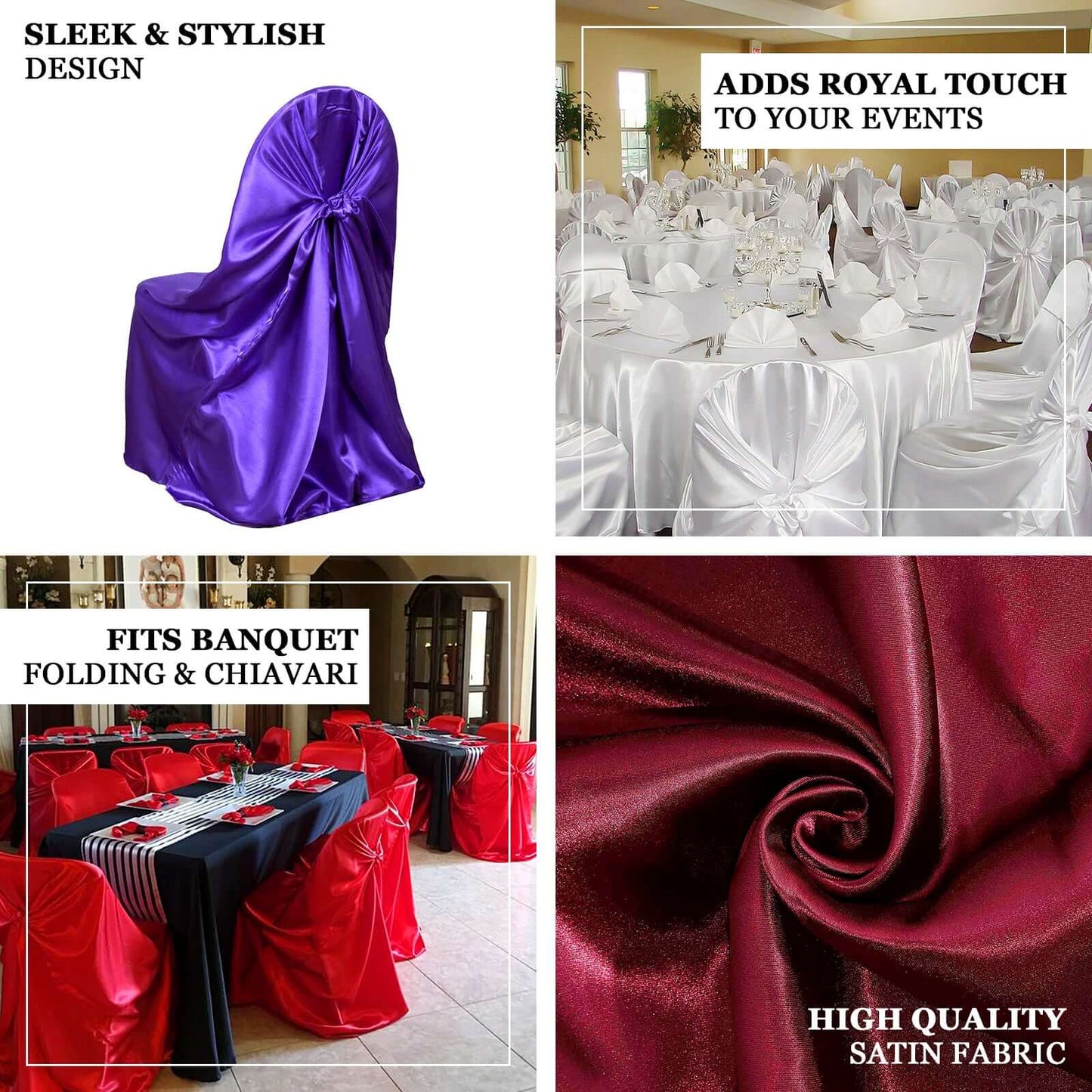 Satin Chair Cover Self-Tie Universal Design Nude - Durable Slip-On Cover for Folding, Dining, Banquet & Standard Chairs