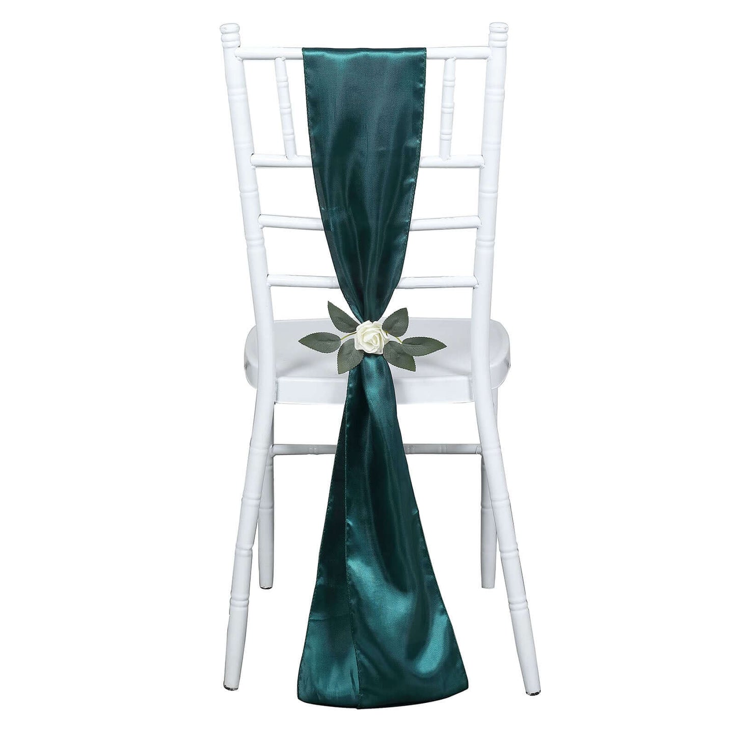 5 Pack Satin Chair Sashes Peacock Teal - Durable Chair Bows with Shiny Finish 6"x106"