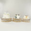 Set of 3 Gold Metal Crystal Pendant Cake Stands with Mirror Top, Stackable Round Dessert Display Trays - 9",11",12"