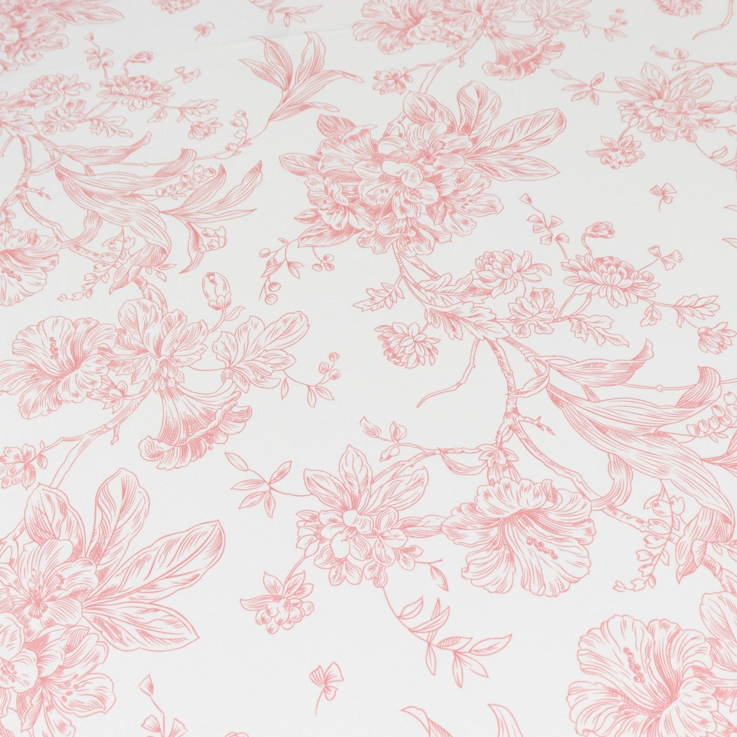 Polyester 108" Round Tablecloth White - Pink French Toile Pattern for Chic Weddings