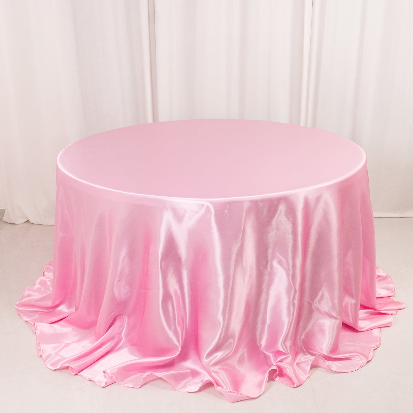 Satin 132" Round Tablecloth Pink - Stylish Seamless Table Cover