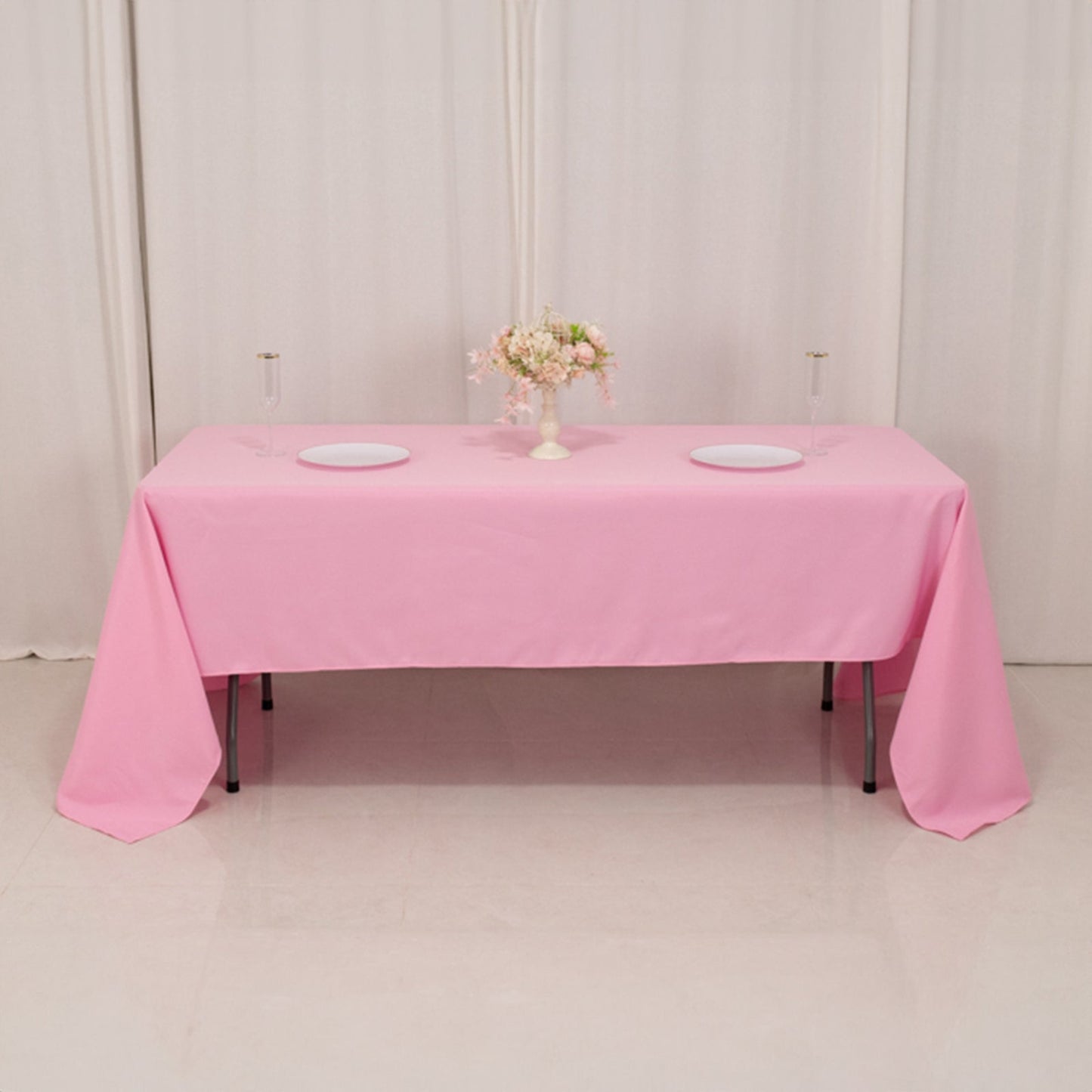 Premium Polyester 60"x126" Rectangle Tablecloth Pink - Stain-Resistant 220GSM Finish Table Cover