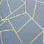 5 Pack Polyester 20"x20" Napkins Dusty Blue with Gold Geometric Foil Pattern - Modern Reusable Dinner Napkins