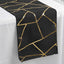 Polyester 9ft Table Runner Black with Gold Foil Modern Geometric Accent