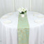 Polyester 9ft Table Runner Sage Green with Gold Foil Modern Geometric Accent