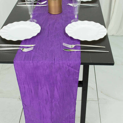 Taffeta 12"x108" Table Runner Purple - Accordion Crinkle Design