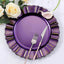 6-Pack Acrylic Plastic Round Charger Plates 13" in Purple with Gold Brushed Wavy Scalloped Rim, Decorative Dinner Party Charger Tableware