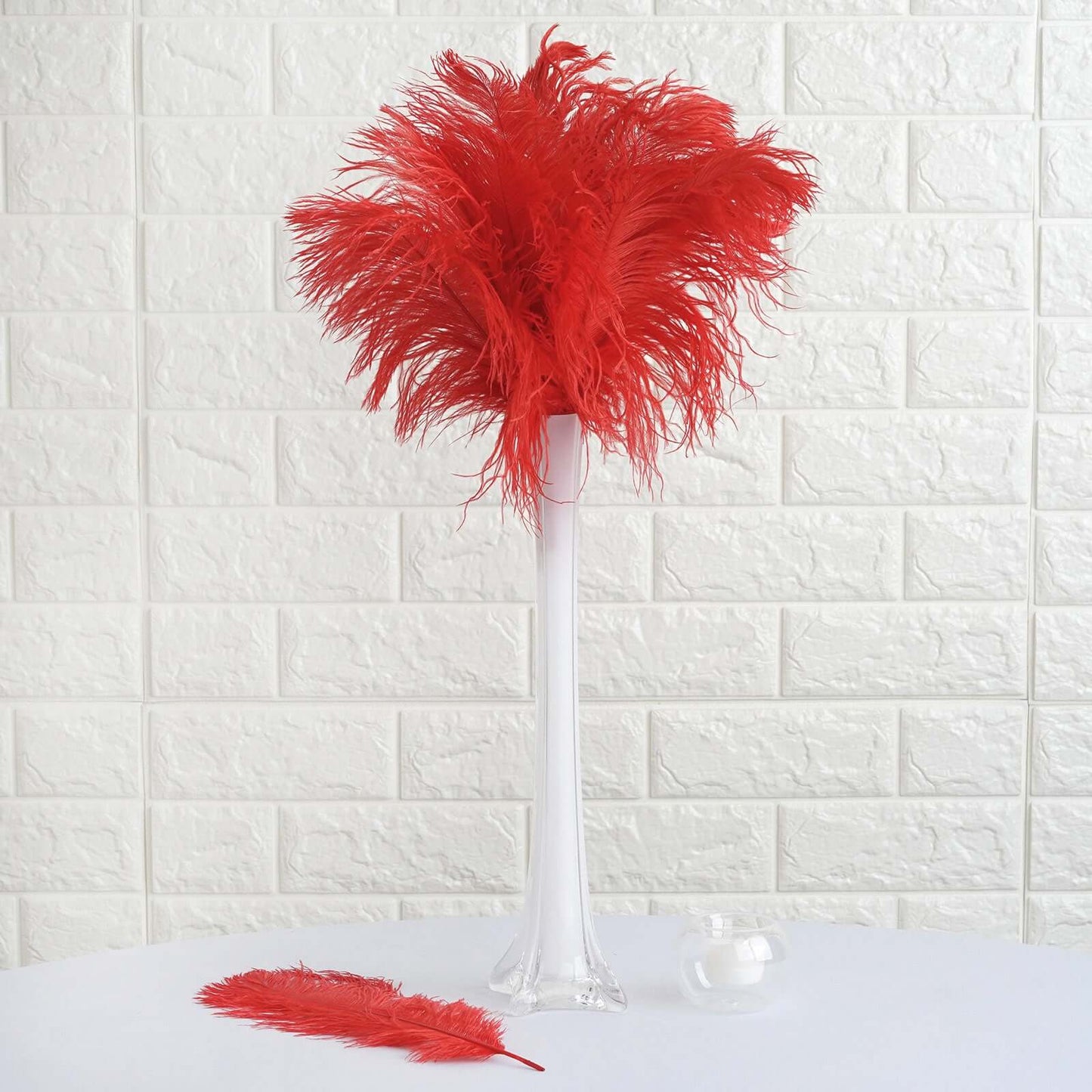 12 Pack 13"-15" Red Natural Plume Real Ostrich Feathers, DIY Centerpiece Fillers