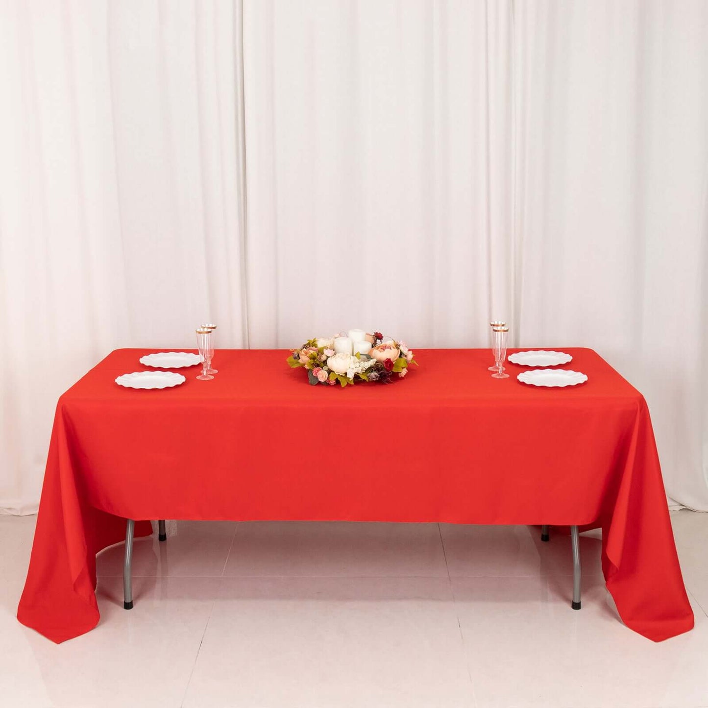 Premium Polyester 60"x126" Rectangle Tablecloth Red - Stain-Resistant 220GSM Finish Table Cover