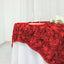 Satin 72"x72" Table Overlay Square Tablecloth Red - 3D Rosette Table Cover