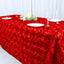 Satin 90"x132" Rectangle Tablecloth Red - Grandiose 3D Rosette Seamless Table Cover