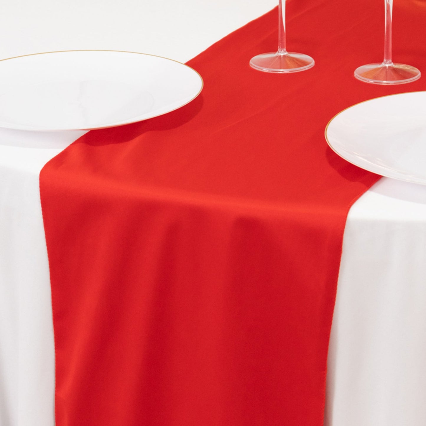 Scuba Polyester 12"x108" Table Runner Red - Wrinkle-Free Table Linen