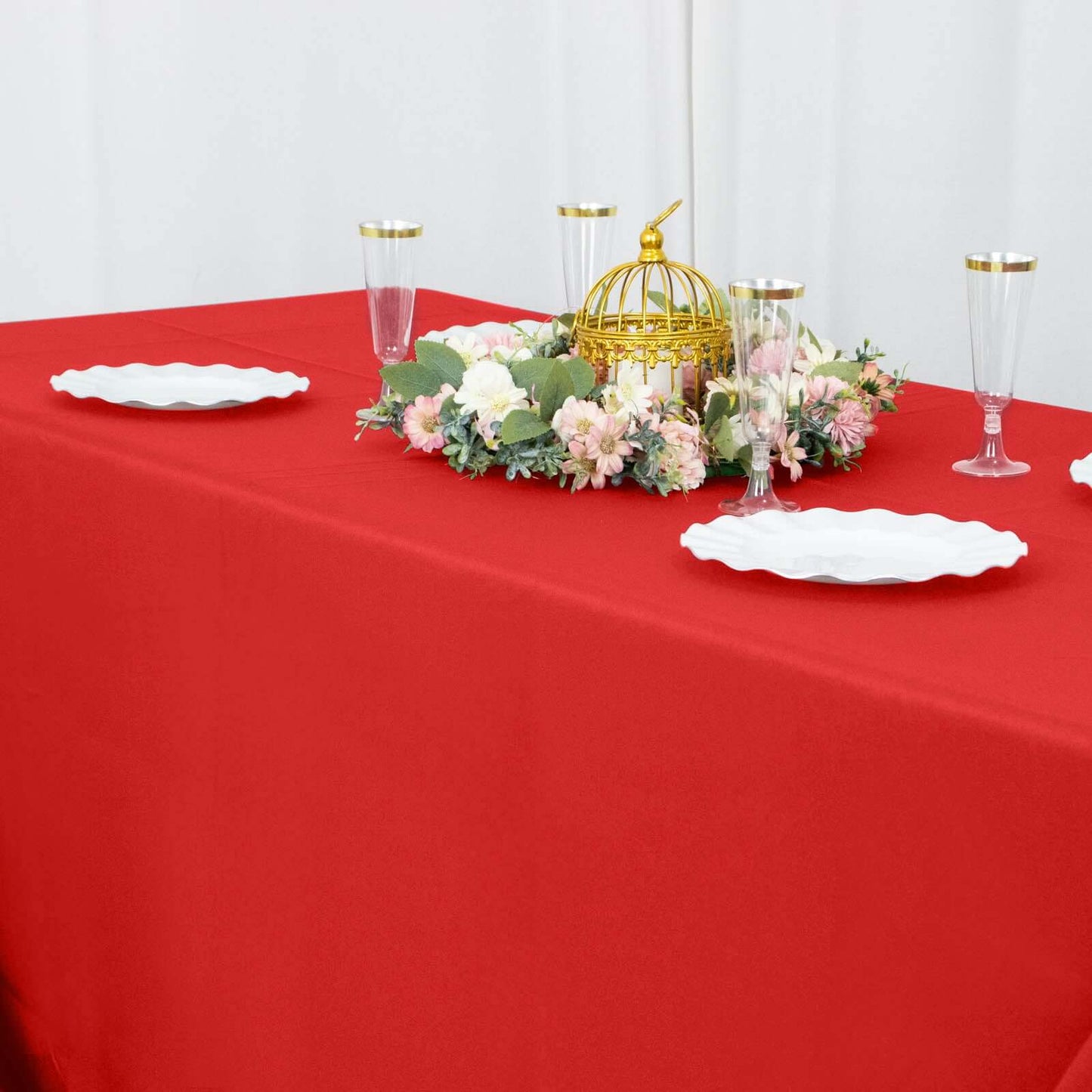 Premium Polyester 90"x132" Rectangle Tablecloth Red - Seamless 220GSM Stain-Resistant Table Cover