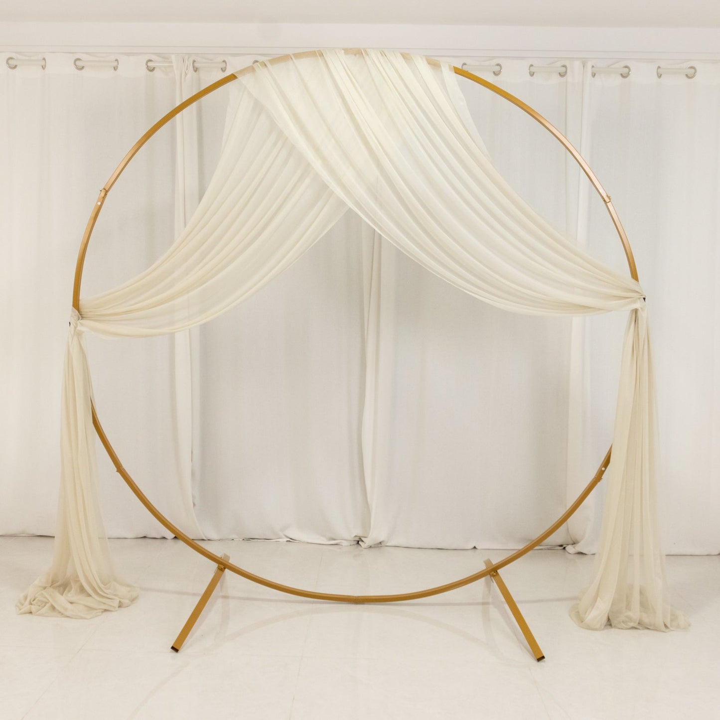 Beige Sheer Backdrop Drape â€“ 5ftx32ft Wedding Arch & Ceiling Decor Panel, Wrinkle Free with Soft Shimmer
