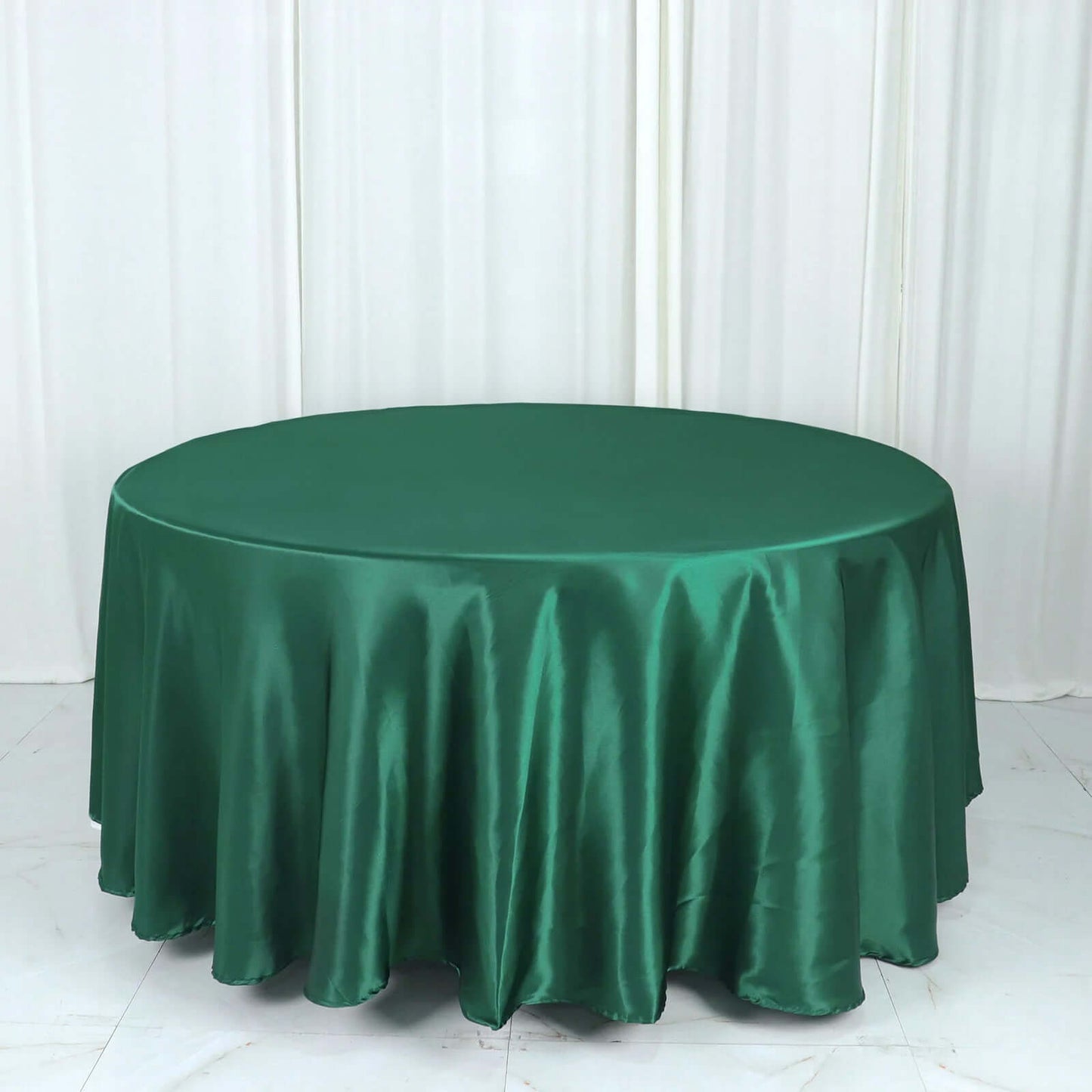 Satin 108" Round Tablecloth Hunter Emerald Green - Smooth and Lustrous Table Cover