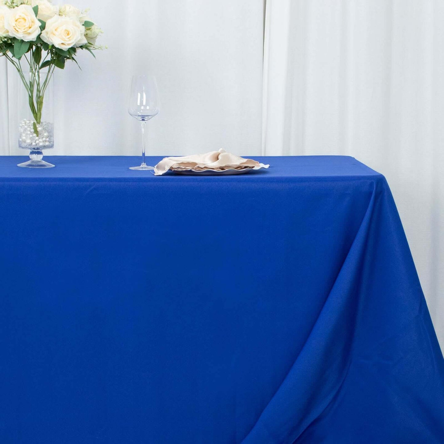 Premium Polyester 90"x156" Rectangle Tablecloth Royal Blue - Seamless 220GSM Stain-Resistant Table Cover