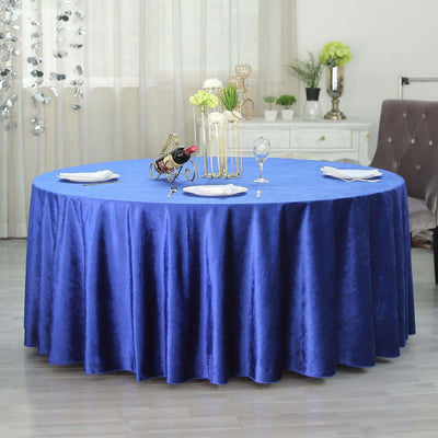 Premium Velvet 120" Round Tablecloth Royal Blue - Reusable Soft & Seamless Table Cover