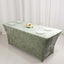 Crushed Velvet Fitted Rectangular 6ft Table Cover Sage Green - Wrinkle-Free Stretchy Tablecloth