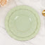 10-Pack Plastic 9" Round Dinner Plates in Sage Green Ruffled Rim with Gold Edging - Sturdy Disposable Dinnerware
