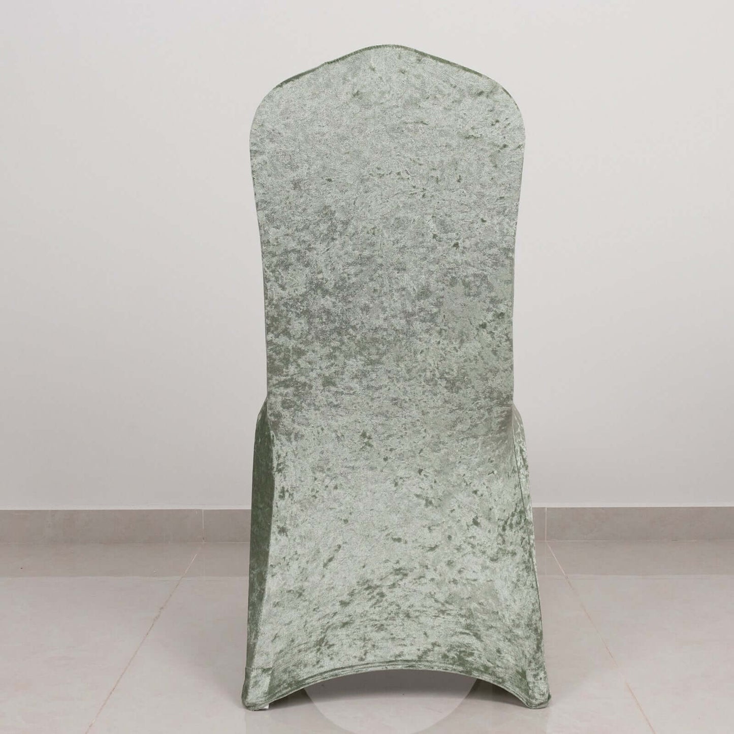 Crushed Velvet Spandex Banquet Chair Cover Fitted Slipcover Sage Green - Stretch 190GSM Slipcover with Foot Pockets