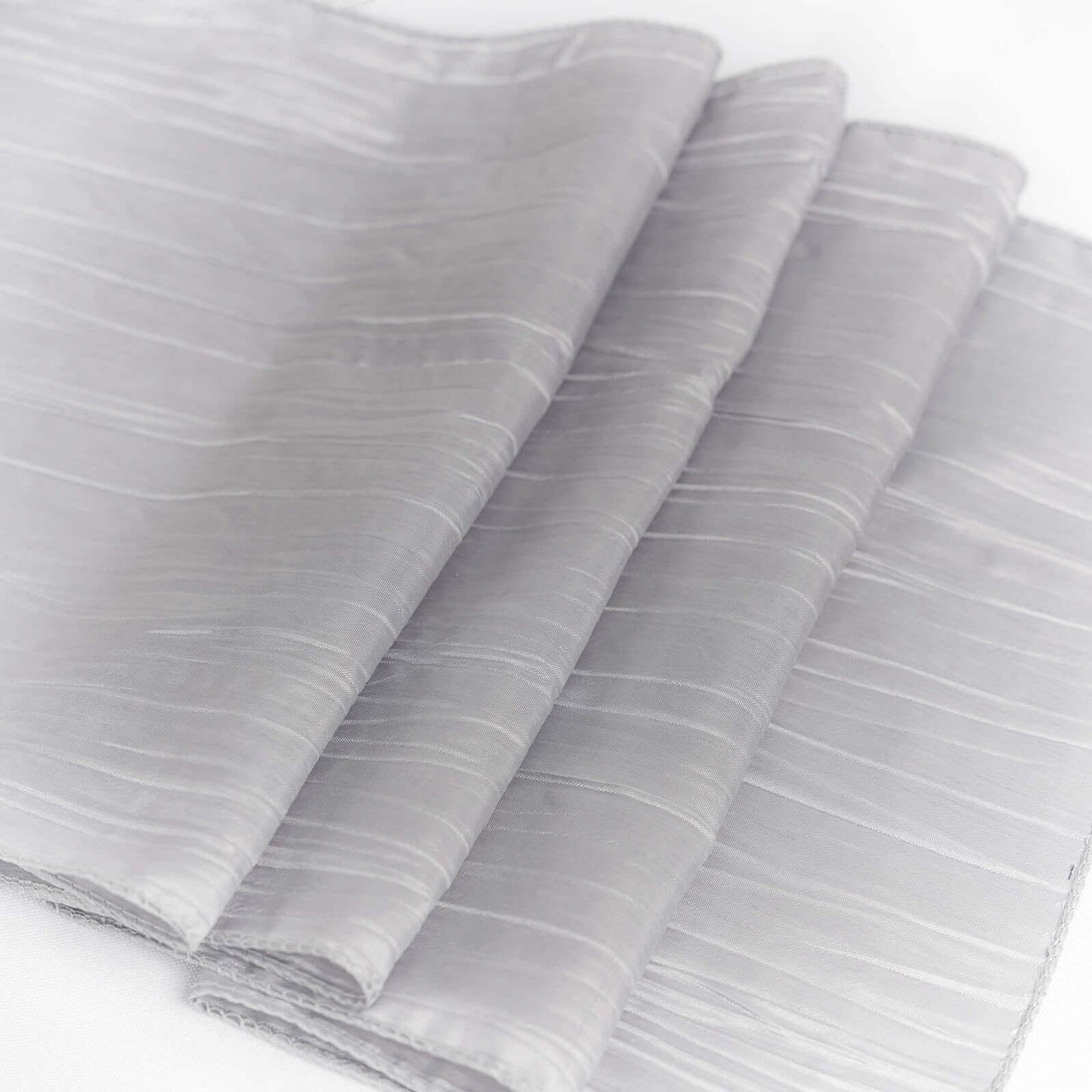 Taffeta 12"x108" Table Runner Silver - Accordion Crinkle Design