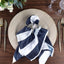 5 Pack Satin 20"x20" Napkins Navy Blue/White - Striped Reusable Dinner Napkins