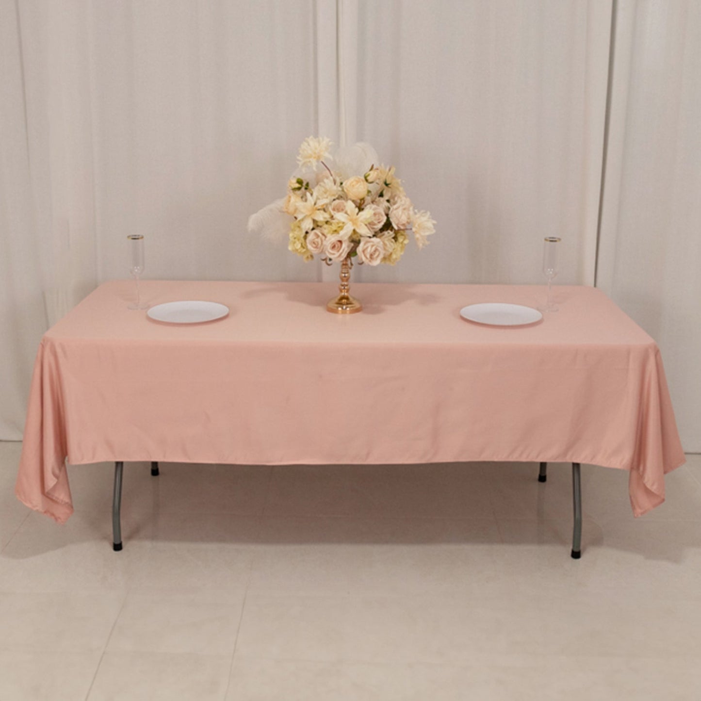 Lamour Satin 60"x102" Rectangle Tablecloth Dusty Rose - Durable & Silky Soft Feel Table Cover