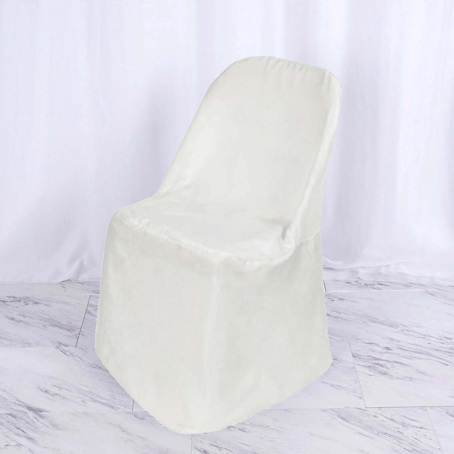Satin Chair Covers for Folding Chairs Ivory with Glossy Sheen - Reusable Covers