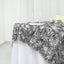 Satin 72"x72" Table Overlay Square Tablecloth Silver - 3D Rosette Table Cover