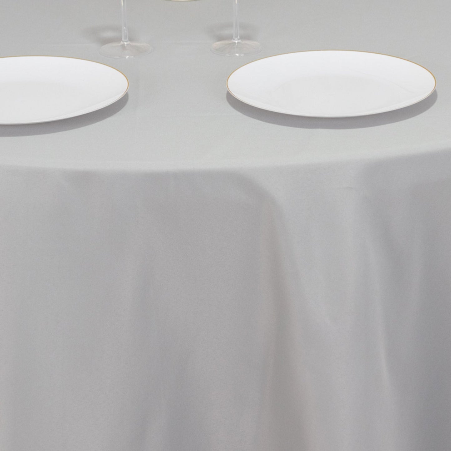 Premium Polyester 120" Round Tablecloth Silver - Seamless 220GSM Wrinkle-Resistant Table Cover