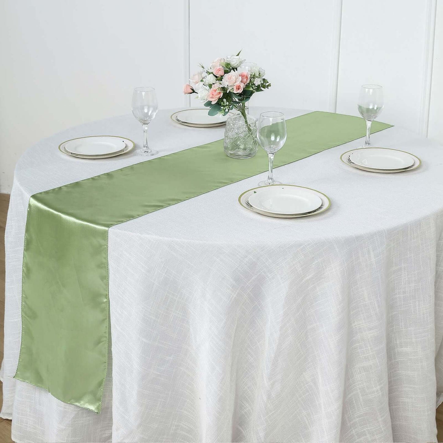 Satin 12"x108" Table Runner Sage Green - Stylish Table Linen