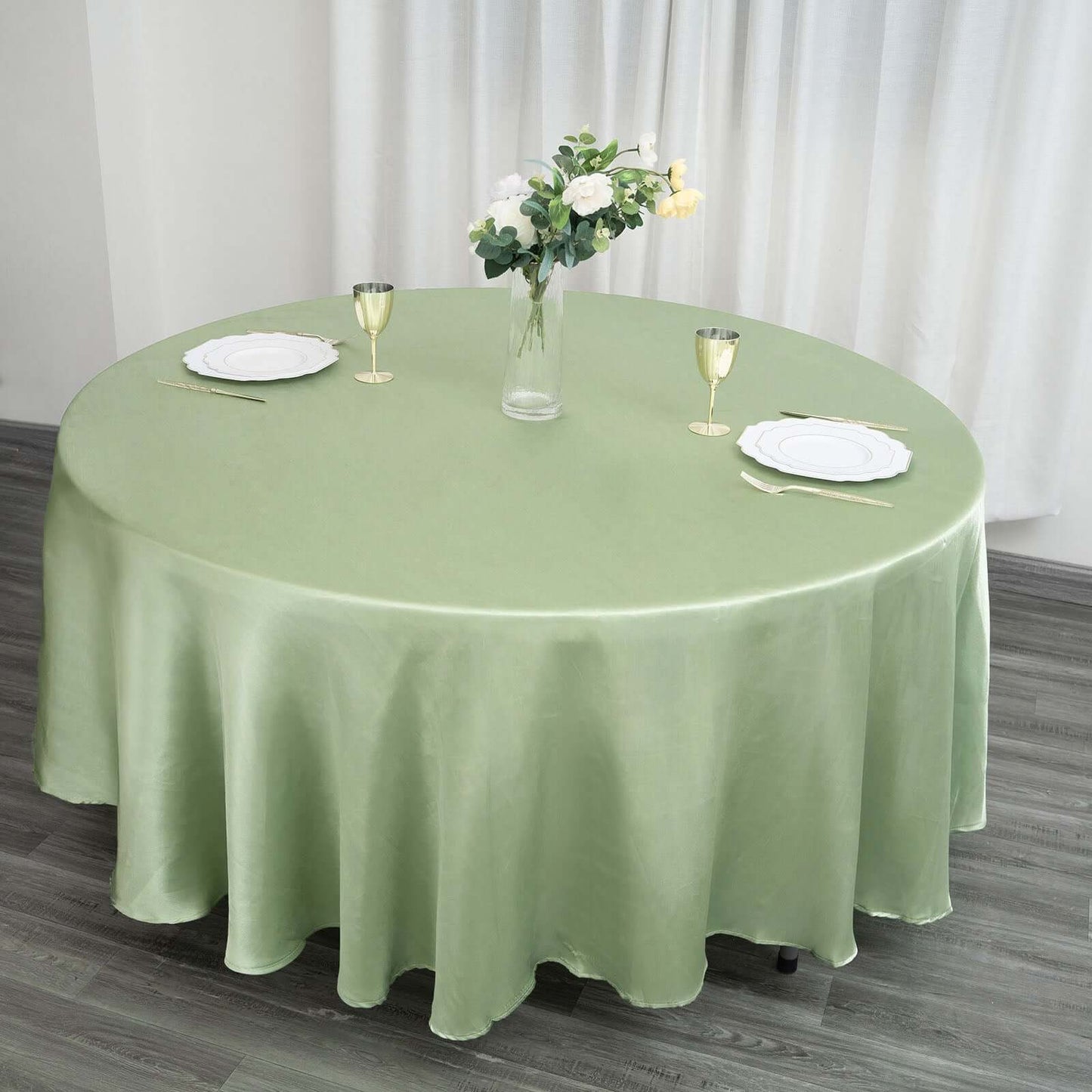 Satin 108" Round Tablecloth Sage Green - Smooth and Lustrous Table Cover