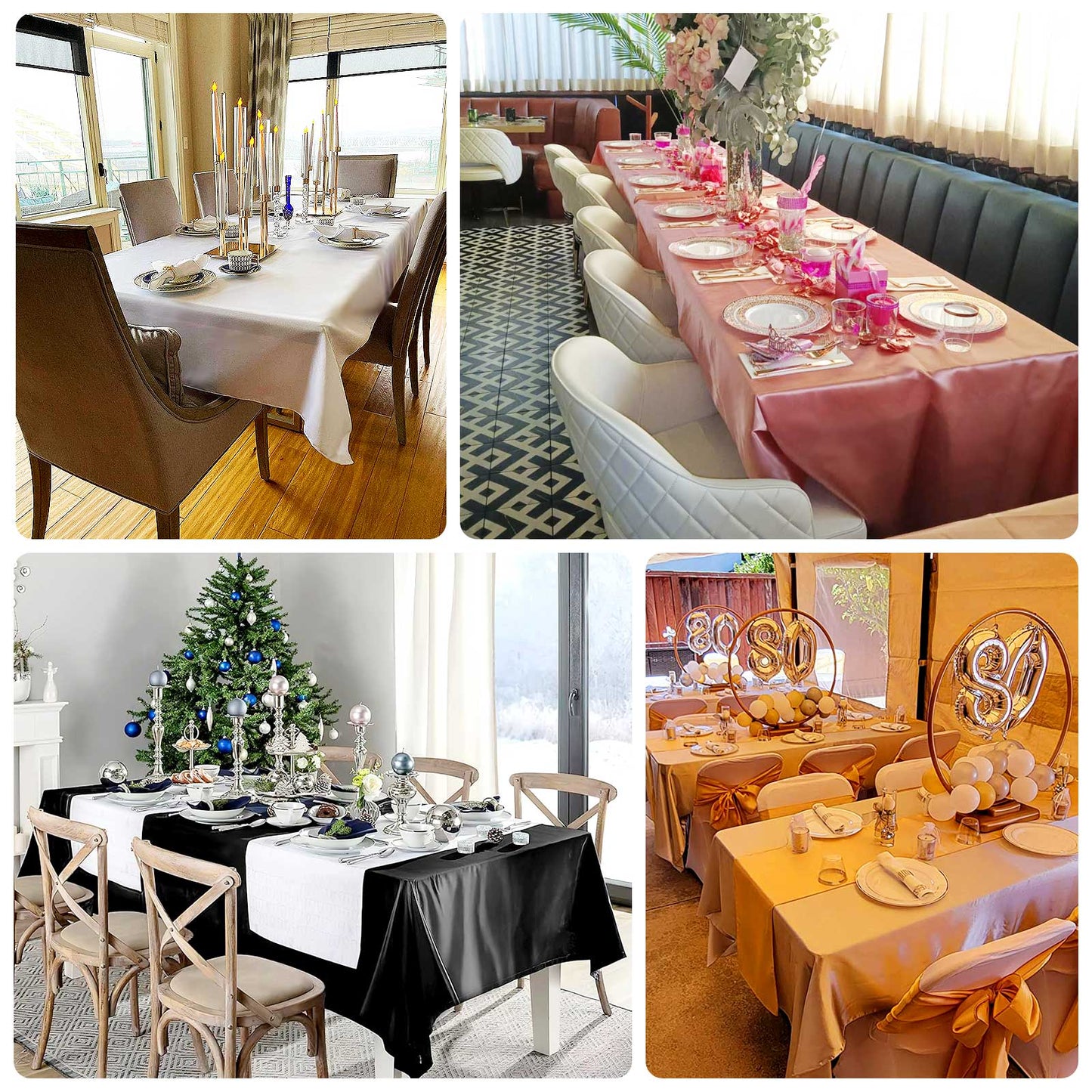 Lamour Satin 60"x126" Rectangle Tablecloth Silver - Soft & Silk-Like Table Cover