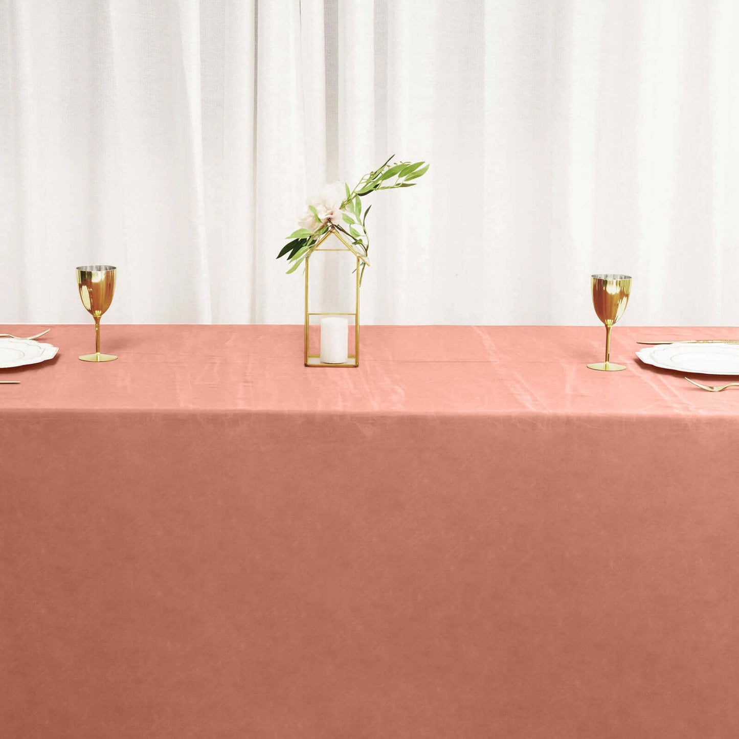 Satin Rectangular 90"x132" Tablecloth Terracotta (Rust) - Seamless Table Cover