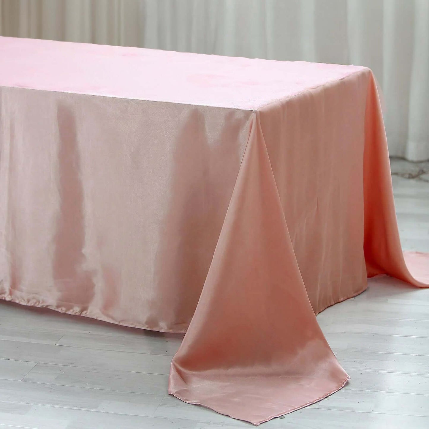 Satin Rectangular 90"x156" Tablecloth Dusty Rose - Seamless Table Cover
